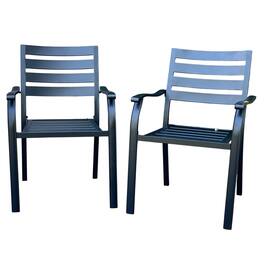 Mondawe - Set of 2 Outdoor lron Dining Chairs - Black