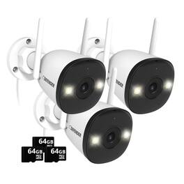 Defender - AI POWERED 4K Guard Pro Wi-Fi 6 Plug-in Security Camera with 64GB SD Card, 3 Pack - White