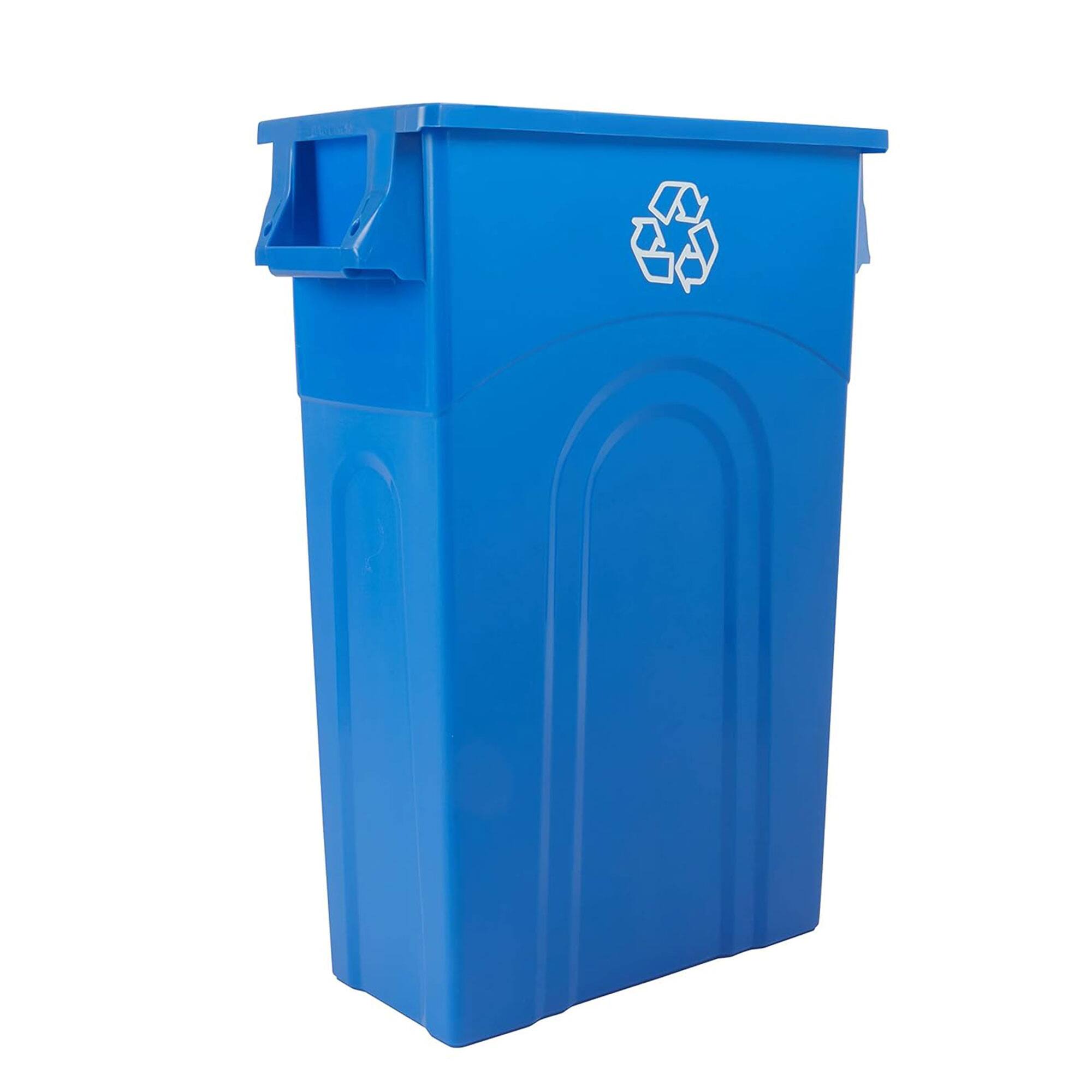 Alt View 5. United Solutions - United Solutions 4 Pack Highboy Recycling Bin, Slim Trash Can, 23 Gallon, Blue - Blue.