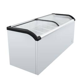 WHALL - Curved Top Display Freezer 19.3 Cu.ft Glass Lid Commercial Freezer with LED Lighting & Adjustable Temp Control - White