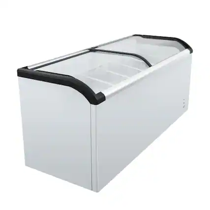 Front. WHALL - WHALL Curved Top Display Freezer 19.3 Cu.ft Glass Lid Commercial Freezer with LED Lighting & Adjustable Temp Control - White.
