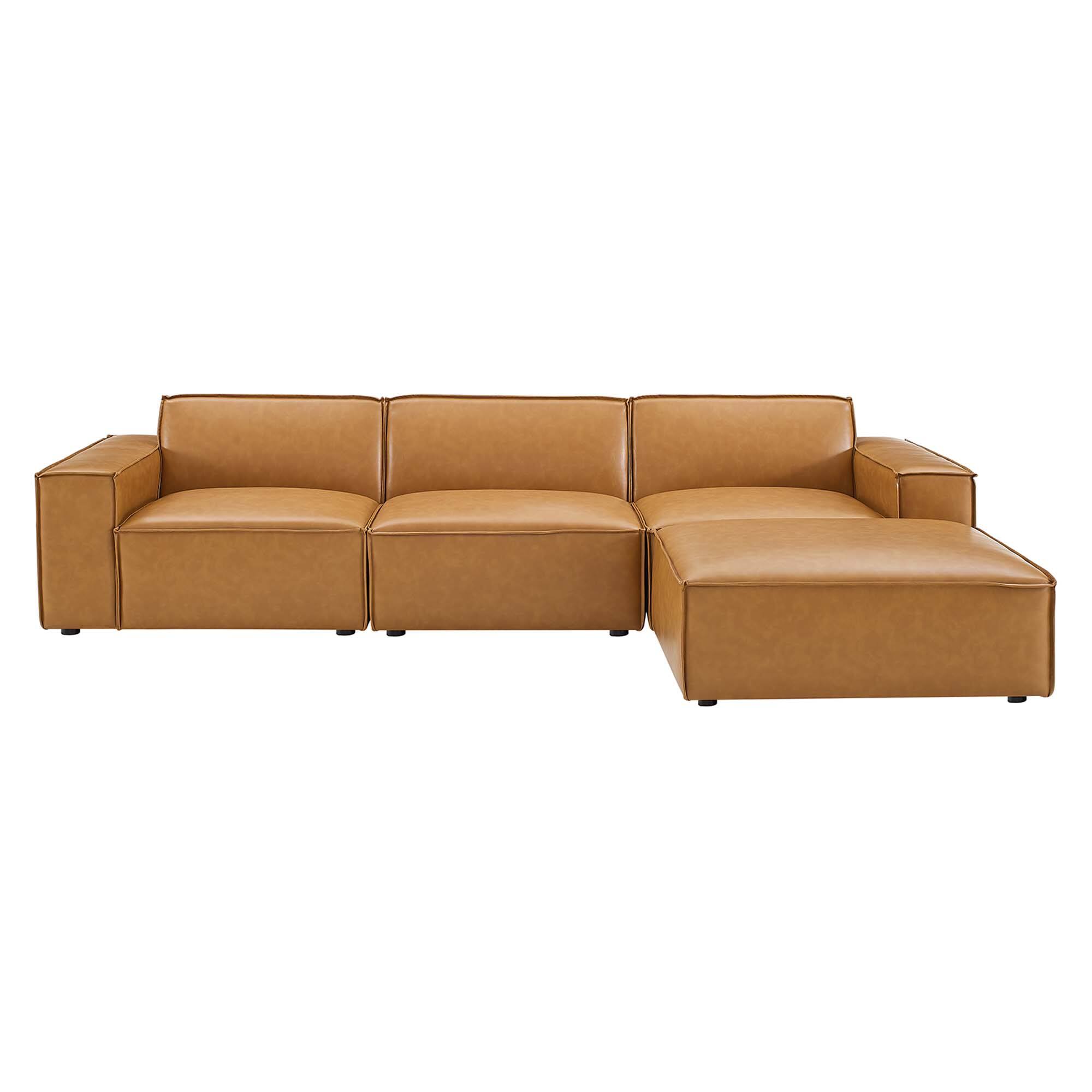 Angle. Modway - Restore 4-Piece Vegan Leather Sectional Sofa by Modway - Brown.