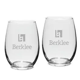 Jardine - Berklee College of Music 15oz. 2-Piece Stemless Wine Glass Set - Multicolor