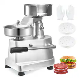 VEVOR - Commercial Burger Patty Maker, 130mm/5inch Hamburger Beef Patty Maker, Heavy Duty Food-Grade Stainless Steel - Silver