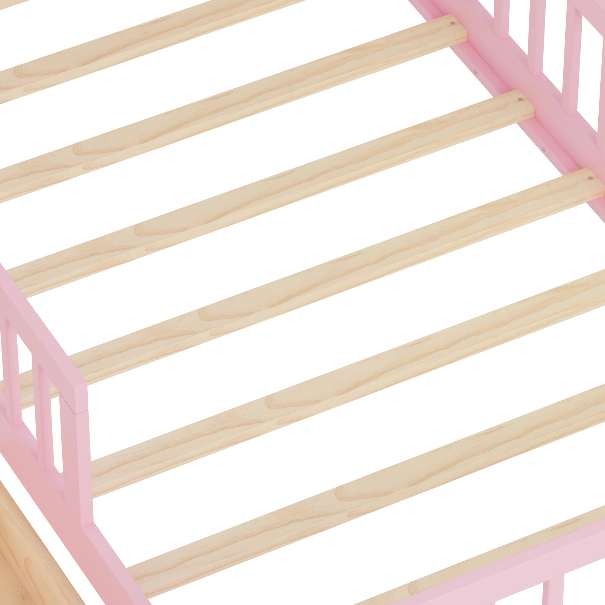 Alt View 9. GOODSILO - Twin Size Bed with Headboard Storage and Under-Bed Drawers Featuring Safety Guardrails - Pink.