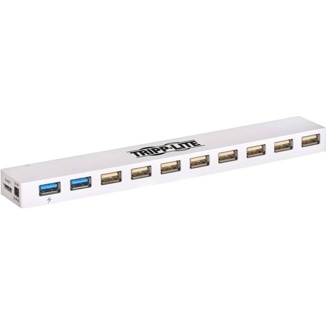 Tripp Lite - by Eaton 10-Port USB 3.x (5Gbps) / USB 2.0 Combo Hub - USB Charging 2 USB 3.x & 8 USB 2.0 Ports - USB 3.0 Mic - White