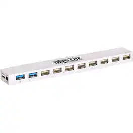 Tripp Lite - by Eaton 10-Port USB 3.x (5Gbps) / USB 2.0 Combo Hub - USB Charging 2 USB 3.x & 8 USB 2.0 Ports - USB 3.0 Mic - White