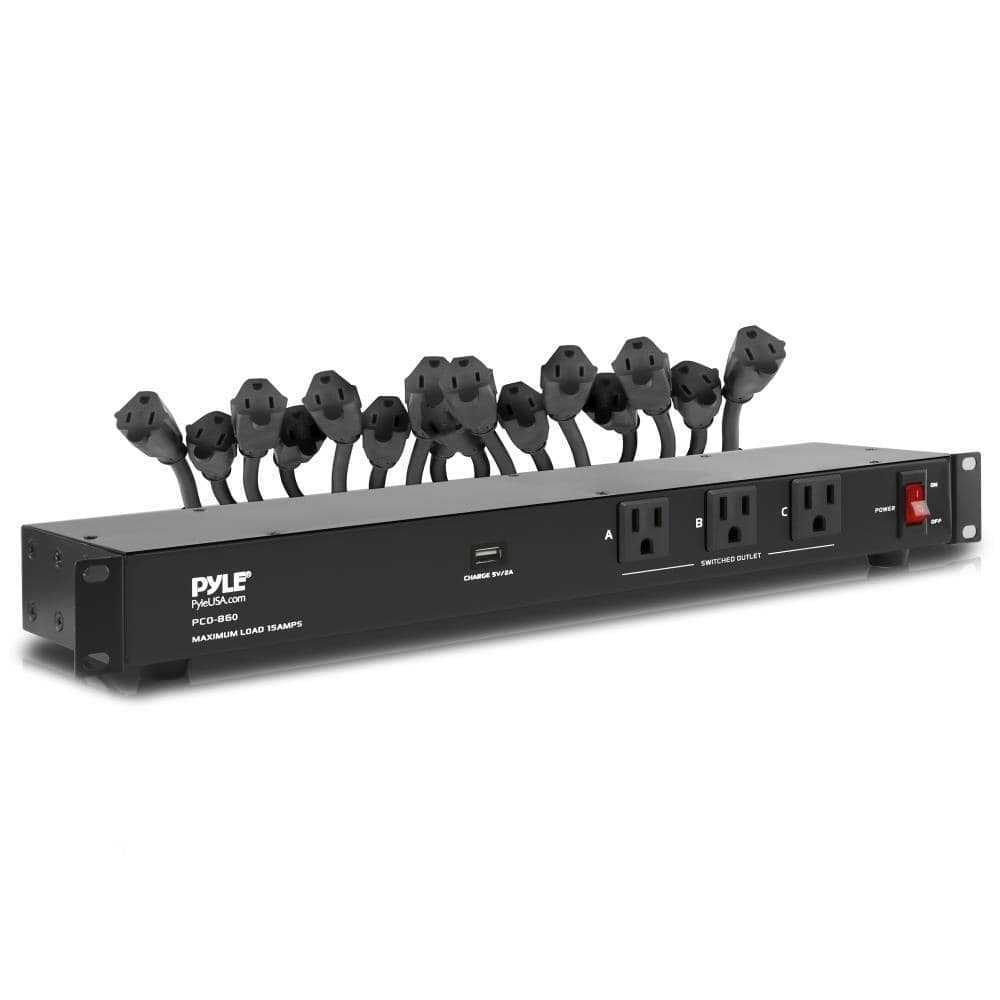 "Pyle - 19 Outlet 1U 19"" Rackmount PDU Power Distribution Supply Center Conditioner Strip Unit Surge Protector 15 Amp - Black" price history on PriceWatchPro