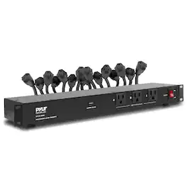 Pyle - 19 Outlet 1U 19" Rackmount PDU Power Distribution Supply Center Conditioner Strip Unit Surge Protector 15 Amp - Black