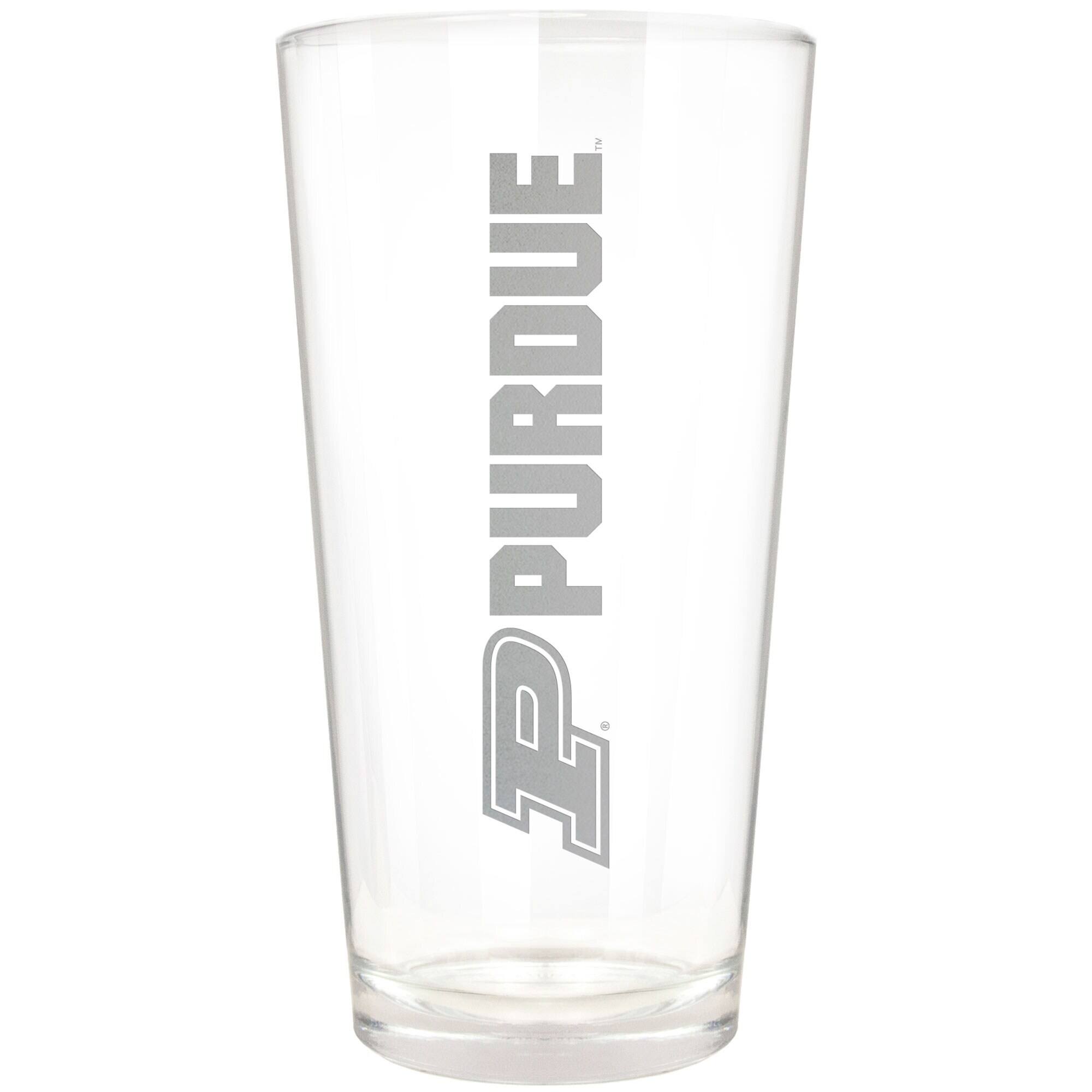 Front. Great American Products - Purdue Boilermakers Etched 16oz. Vertical Rally Cry Pint Glass - Multicolor.
