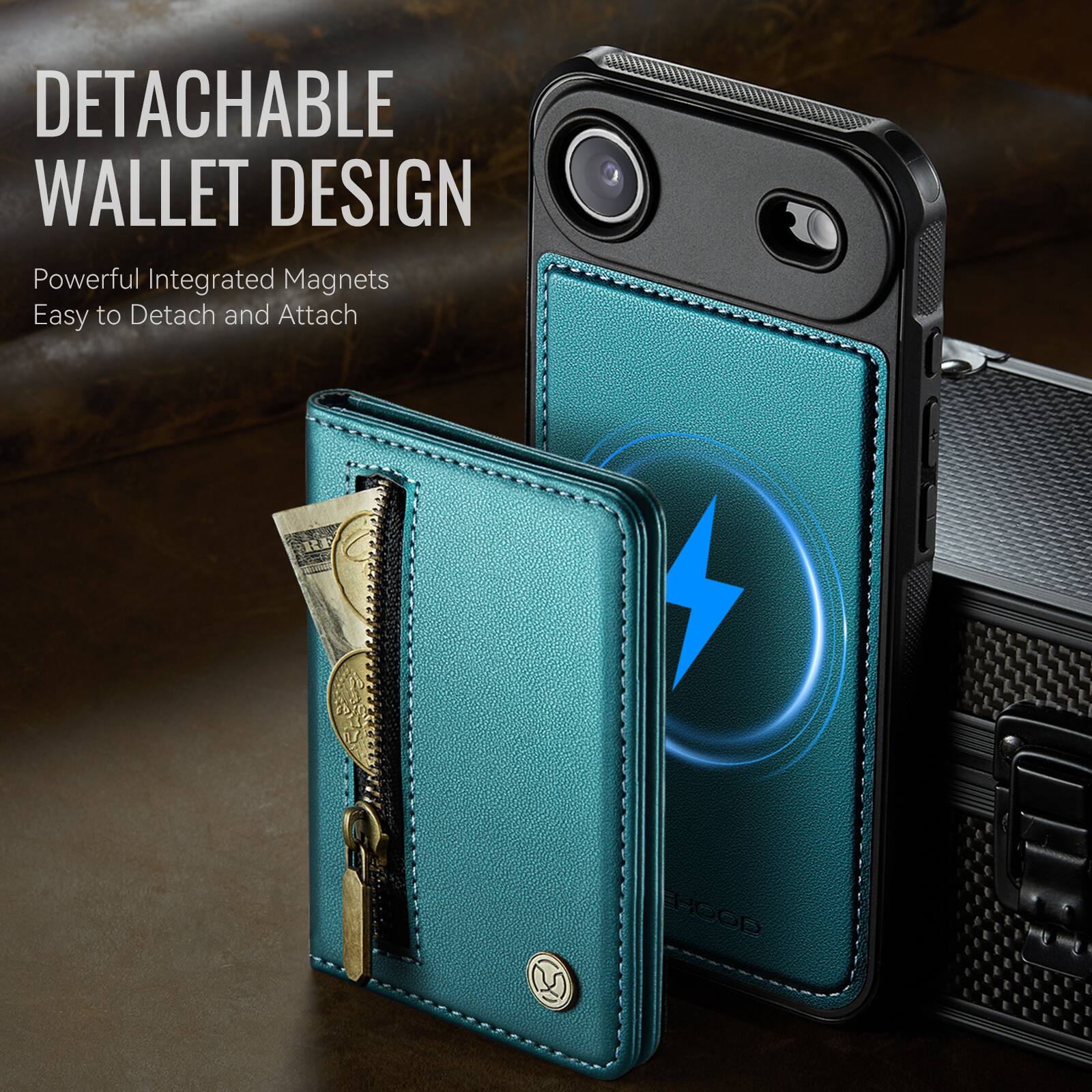DETACHABLE WALLET DESIGN  
Powerful Integrated Magnets  
Easy to Detach and Attach