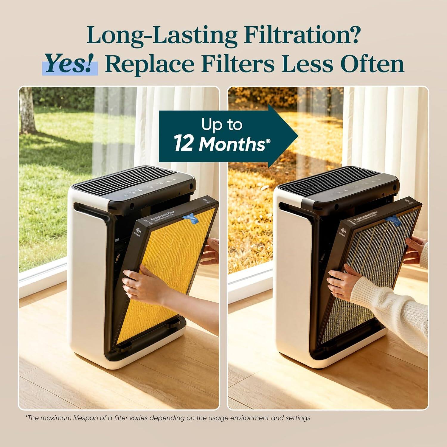 Long-Lasting Filtration? Yes! Replace Filters Less Often

Up to 12 Months*

*The maximum lifespan of a filter varies depending on the usage environment and settings