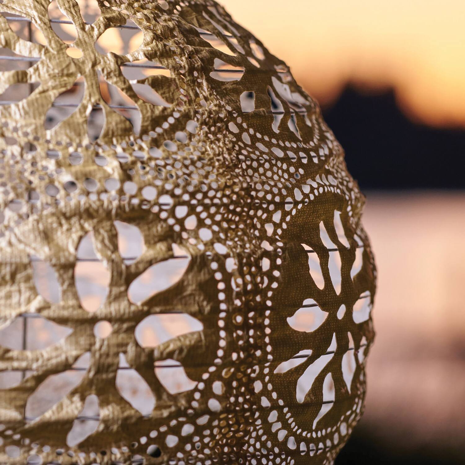 Alt View 4. Allsop - Soji Stella Boho Globe 12" Tyvek Solar Lantern - Pearl.