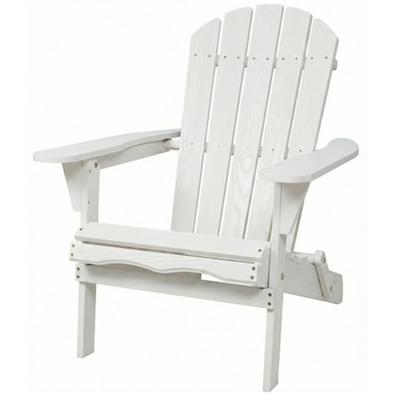 Alt View 4. HTUTWOO - Set of 2 Wood Lounge Patio Chair for Garden Outdoor - Wooden Folding Embossed Adirondack Chair, Wood Lounge Patio Chair - White.