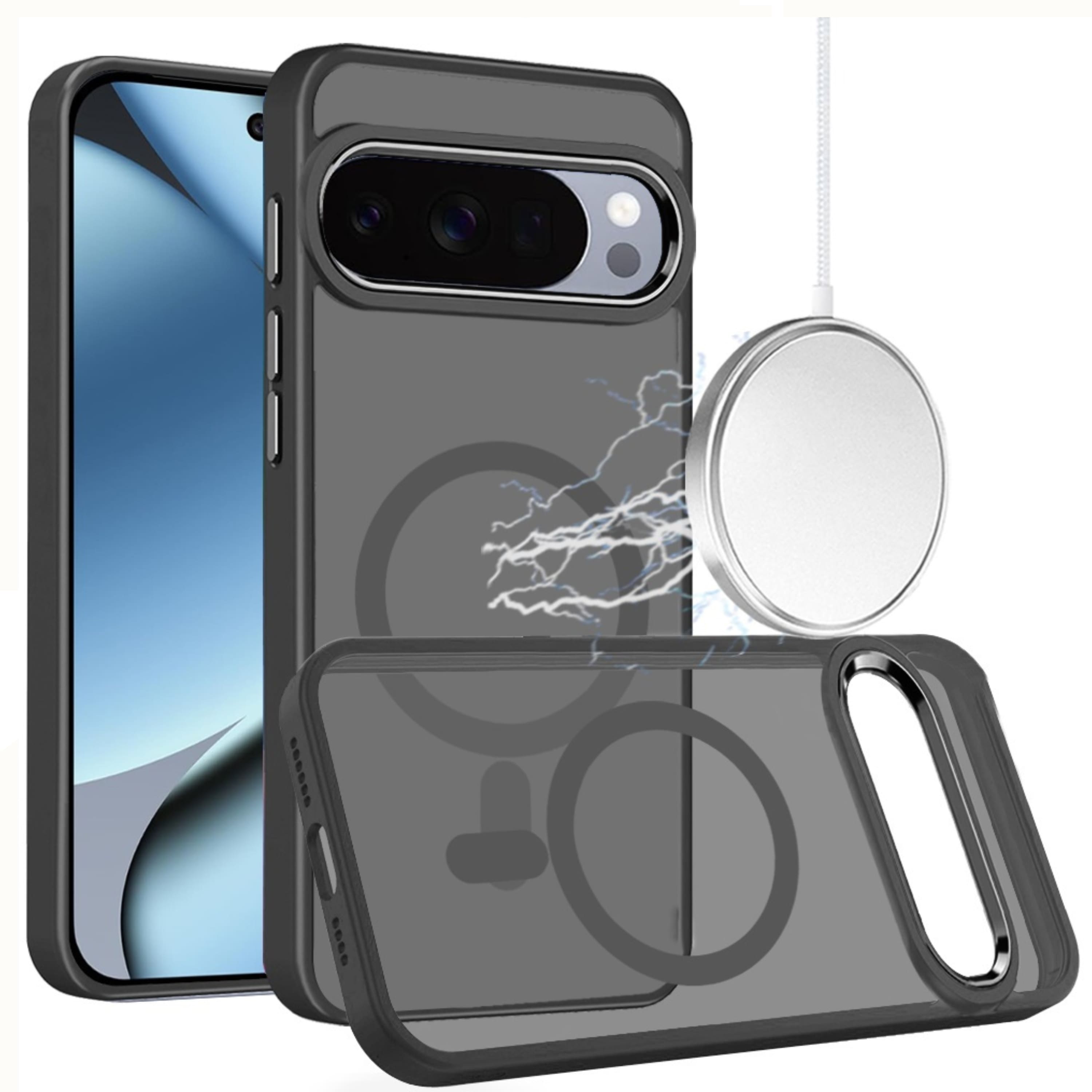 Kitcheniva - Transparent Magnetic Ring Case With Tempered Glass For Google Pixel 11 Pro XL - Black price history on PriceWatchPro