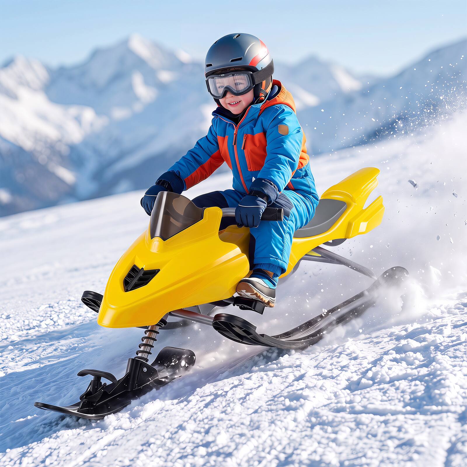 Alt View 1. Costway - Costway Snow Racer Sled with Brakes, Tow Ropes, Easy Grip Steering Handle for Winter Sports - Yellow.