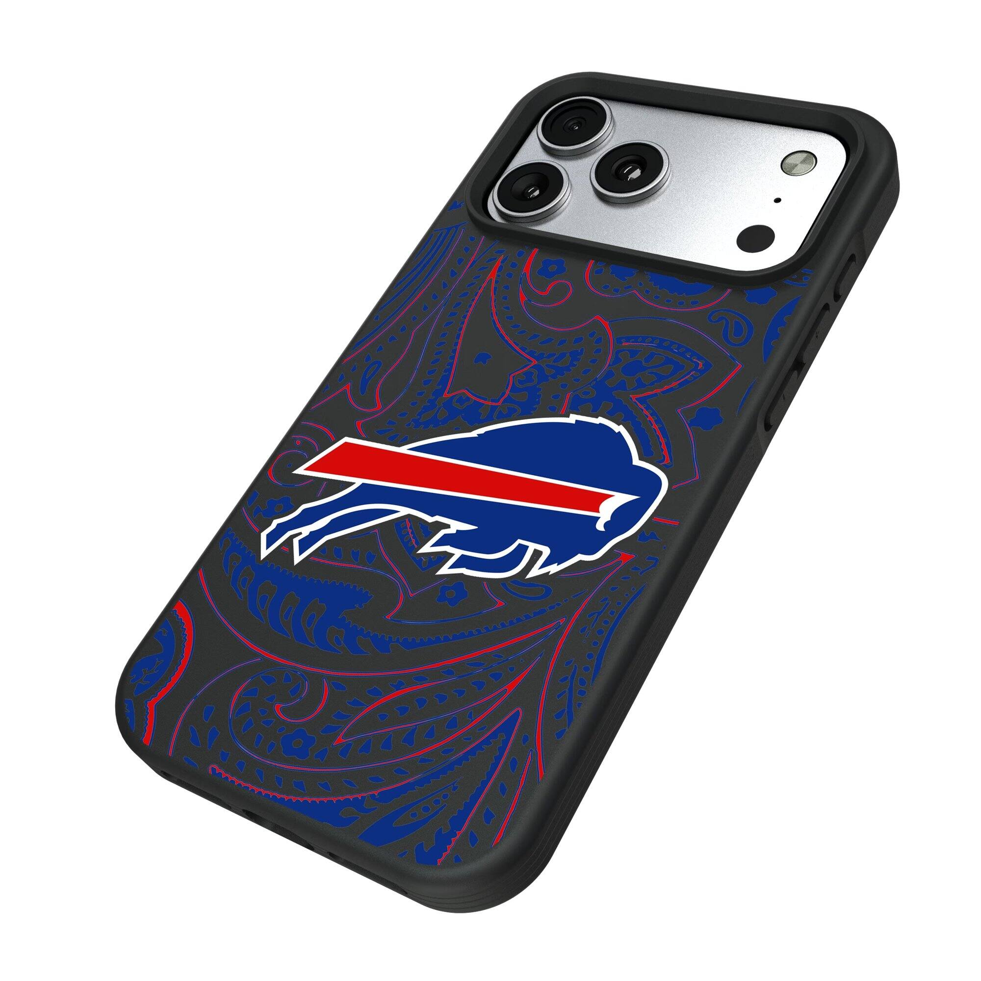 Alt View 1. Keyscaper - Buffalo Bills iPhone Paisley Design Bump Case - 13 Pro Max - Multicolor.
