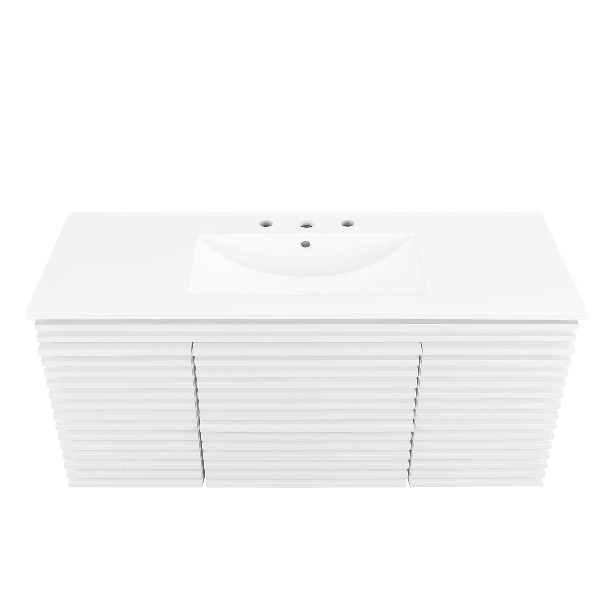 Alt View 3. Modway - Render 48" Wall-Mount Bathroom Vanity Basin Included by Modway - White White.