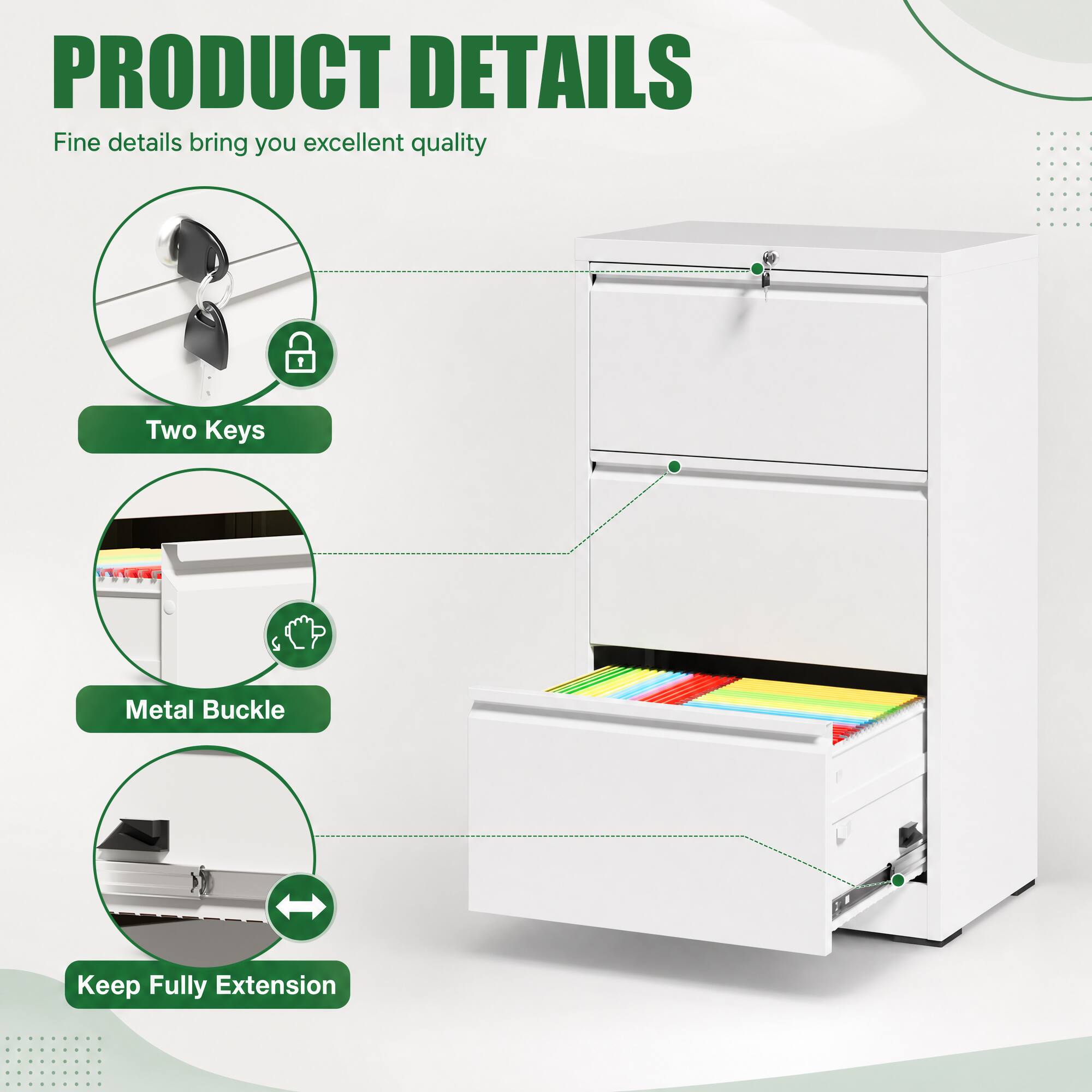 PRODUCT DETAILS  
Fine details bring you excellent quality

- Two Keys
- Metal Buckle
- Keep Fully Extension