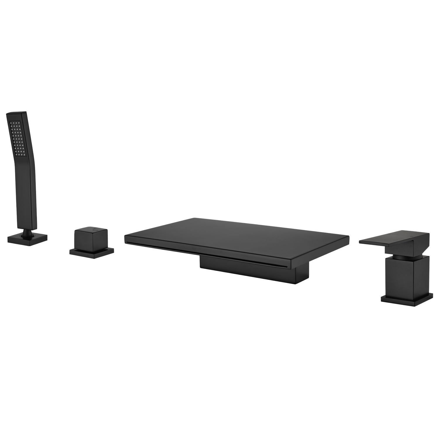 Alt View 1. Boyel Living - 10.24 in.W Black Bathtub Hot and Cold Water Faucet with Waterfall Spout and Handheld Shower - Matte Black.