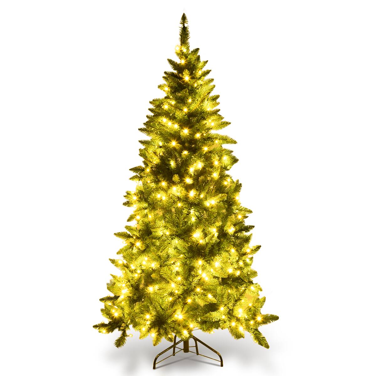 Alt View 20. Costway - 6ft Pre-lit PVC Artificial Half Christmas Tree 250 LED Lights - Green.