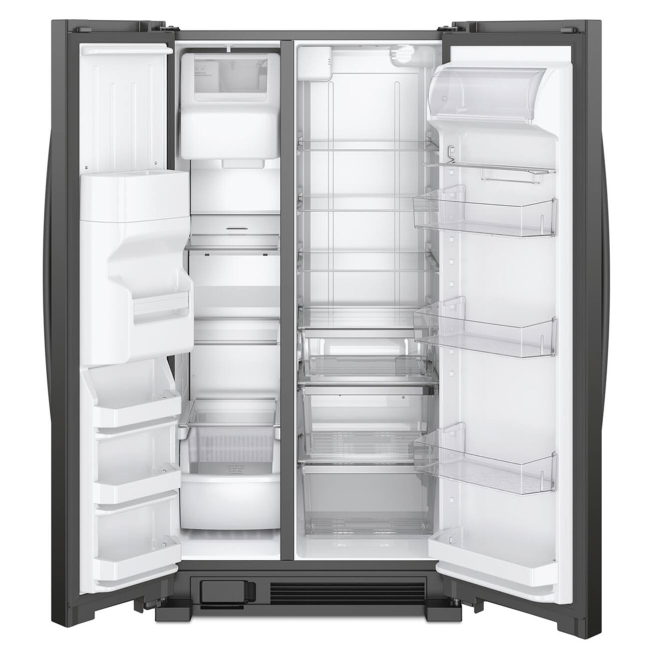 Angle. Whirlpool - 33 in. Wide 21 cu. ft. Side-by-Side Refrigerator with LED Interior Lighting - Black.