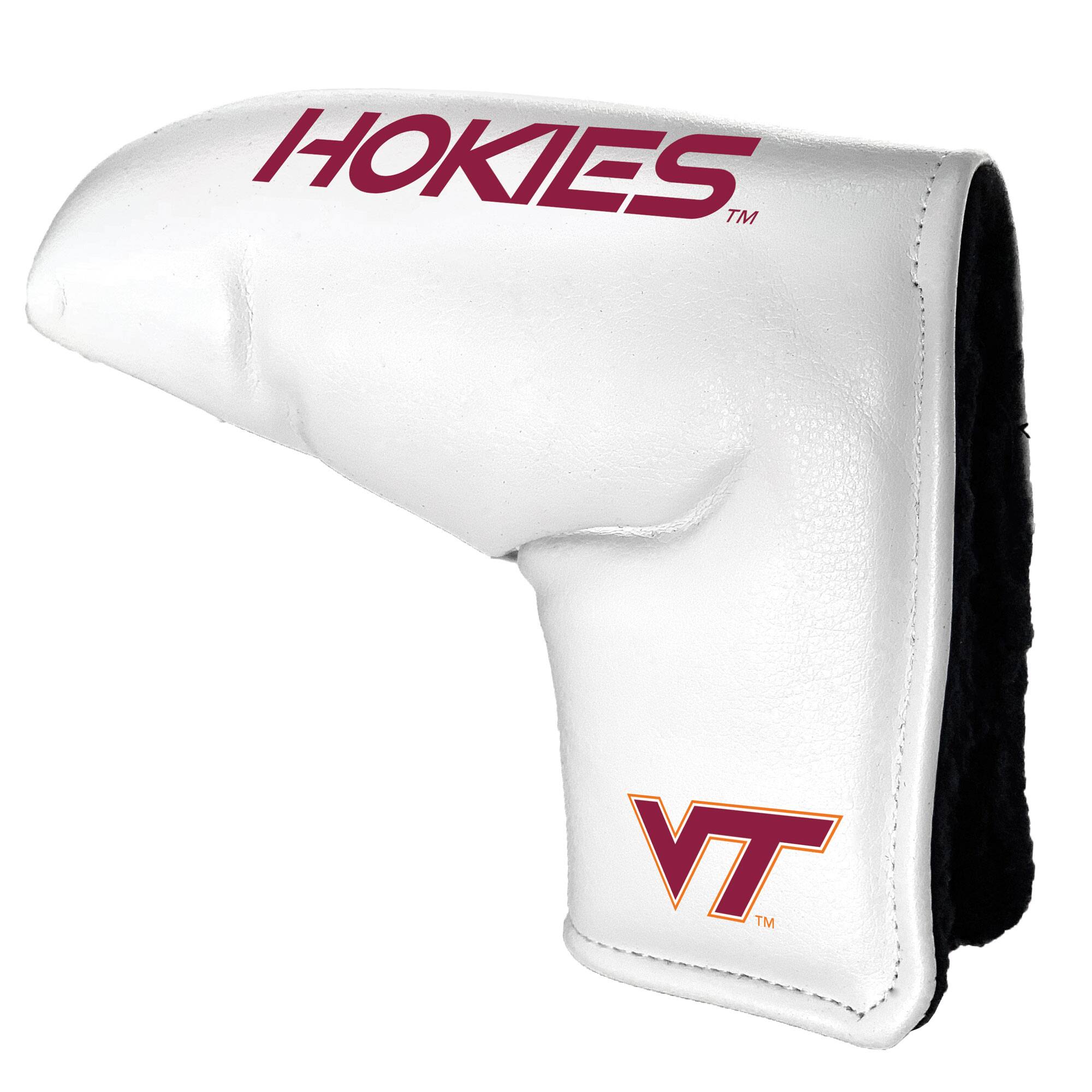 Front. Team Golf - Virginia Tech Hokies Tour Blade Putter Cover - White.