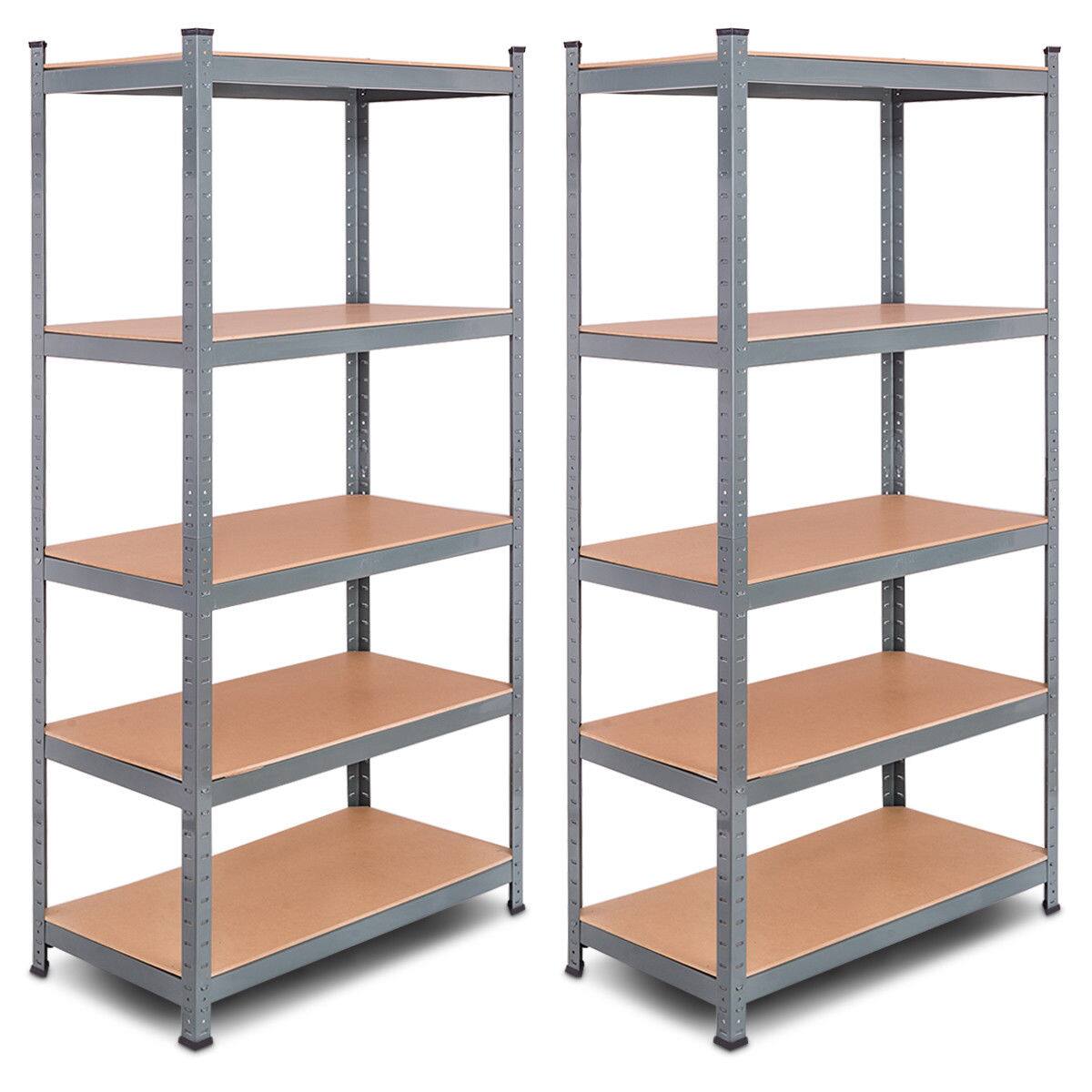 Alt View 1. Gymax - Gymax 5-tier 72'' Steel Garage Shelf Metal Storage Adjustable Unit - Brown.