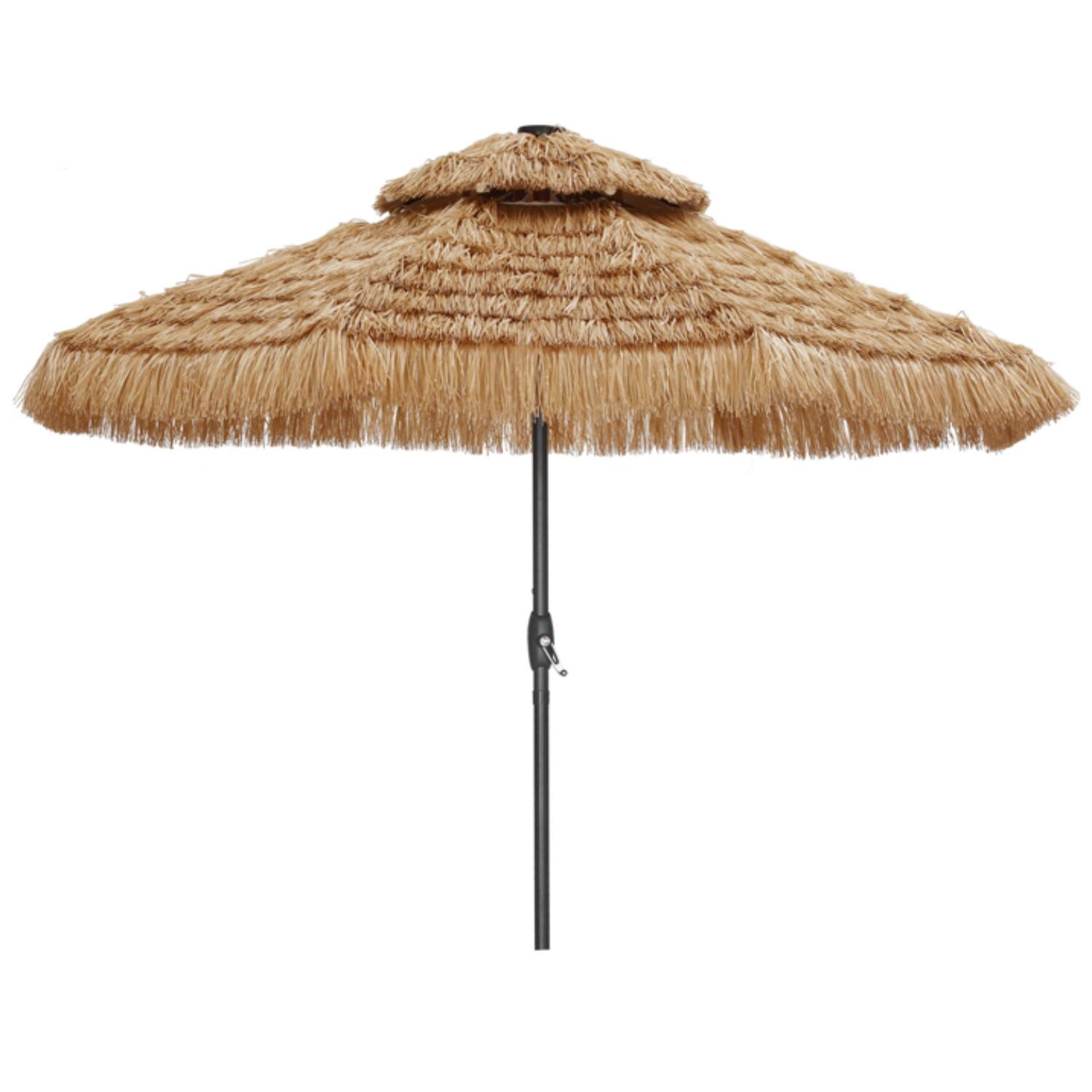 Ainfox - 9ft Double Tiers Solar LED Lights Thatched Hawaii Tiki Umbrella - Nature price history on PriceWatchPro