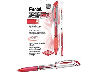 Pentel - EnerGel Deluxe Gel Pens, Medium Point, Red Ink, Dozen (BL57-B)