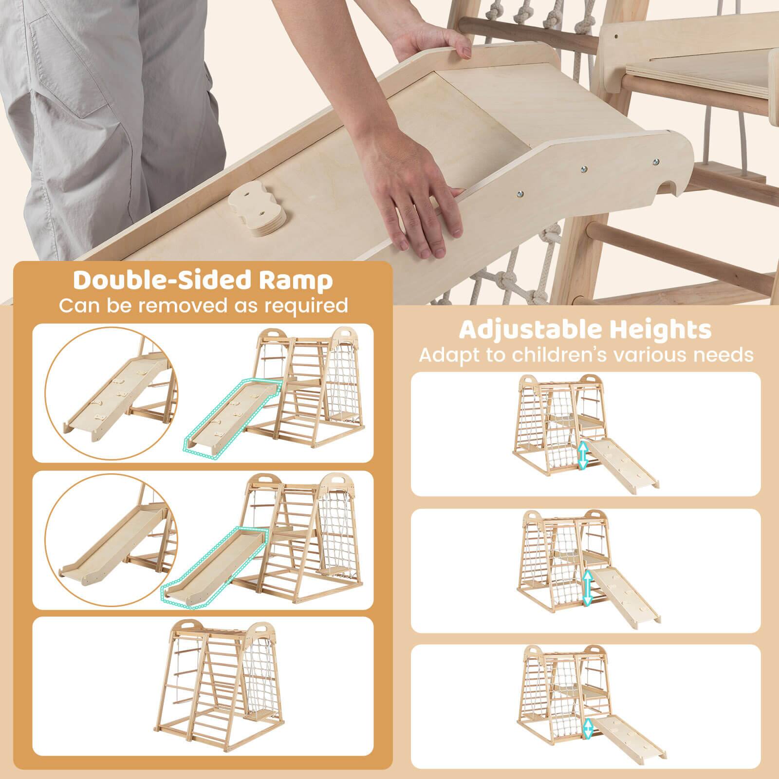 Double-Sided Ramp  
Can be removed as required  

Adjustable Heights  
Adapt to children's various needs