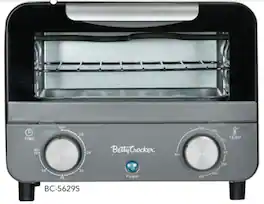 Betty Crocker - Mini Toaster Oven, 750W Compact Countertop Oven with 7L Capacity, Adjustable Timer, Baking Tray & Rack, BC-5629S - Silver