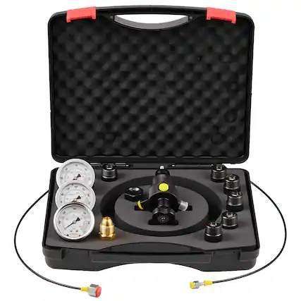 Front. VEVOR - Hydraulic Nitrogen Accumulator Charging Kit, All-in-One Nitrogen Fill Kit, Pressure Test System with 3 Gauges - Black.