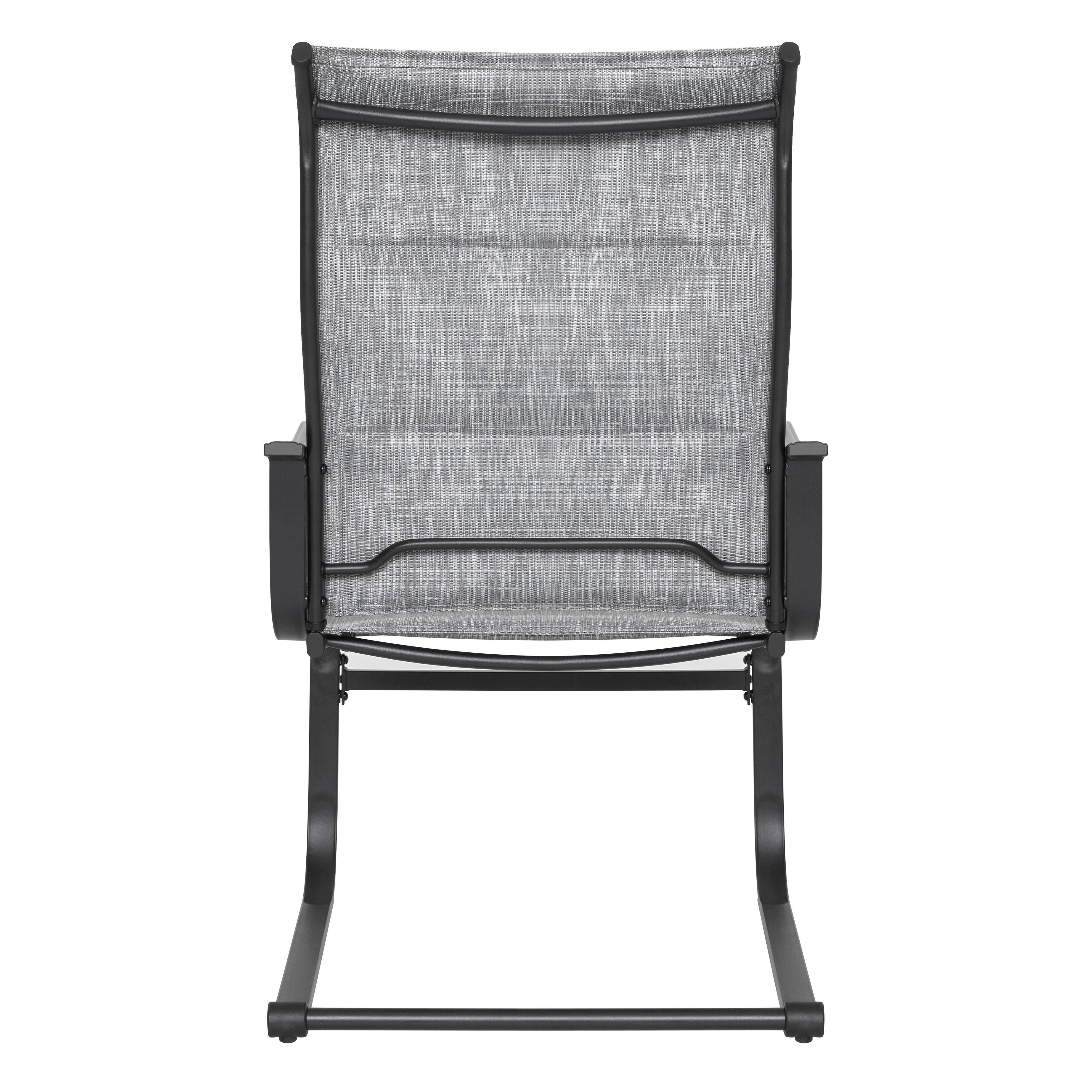 Alt View 9. Nuu Garden - Nuu Garden Outdoor Patio Chair Set of 2, All-Weather Textilene Mesh, Powder-Coated Iron Frame - Light Grey.