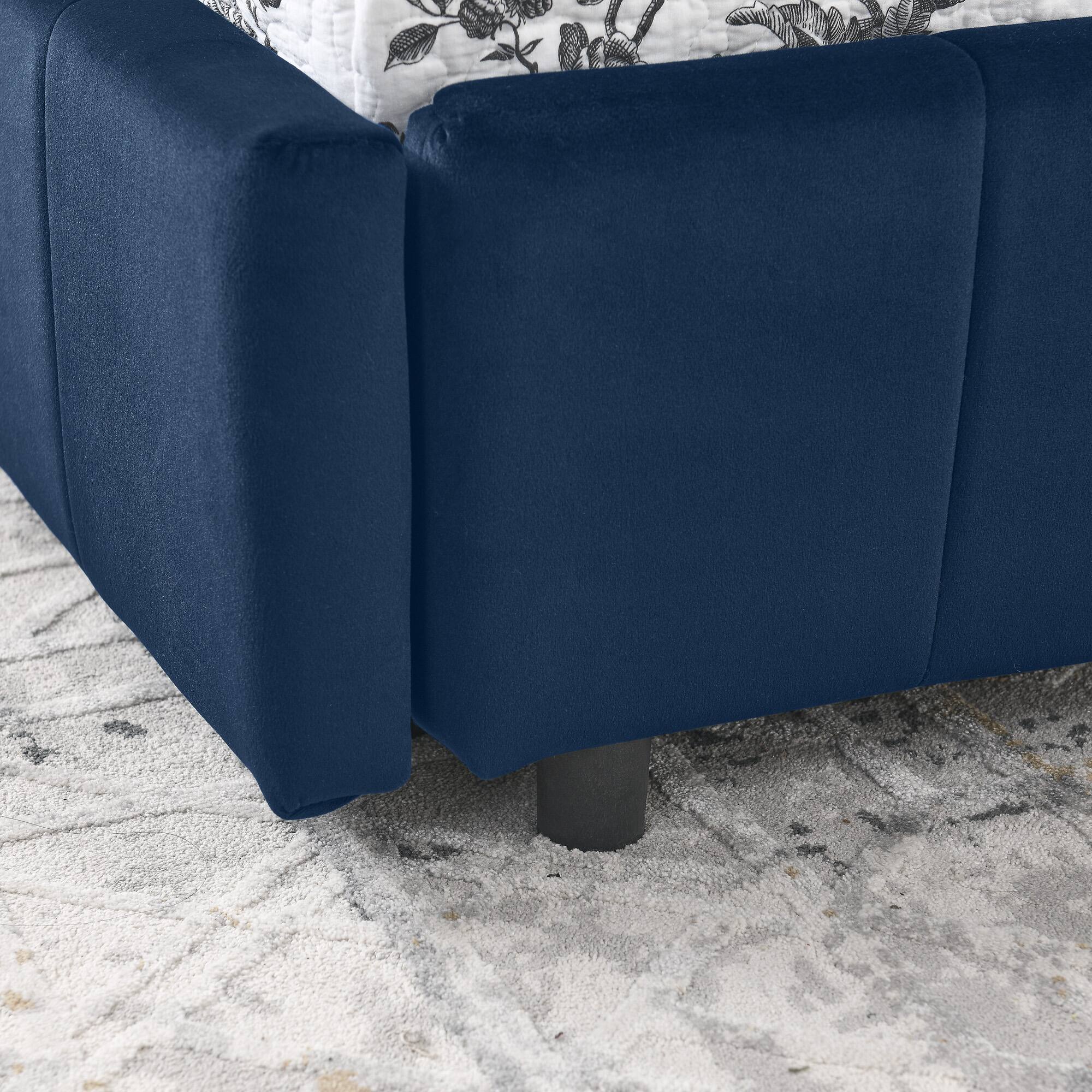 Alt View 2. Anysun - Full Size Velvet Tufted Storage Bed Frame - Sofa Bed with Backrest & Armrests for Bedroom or Living Room - Blue.