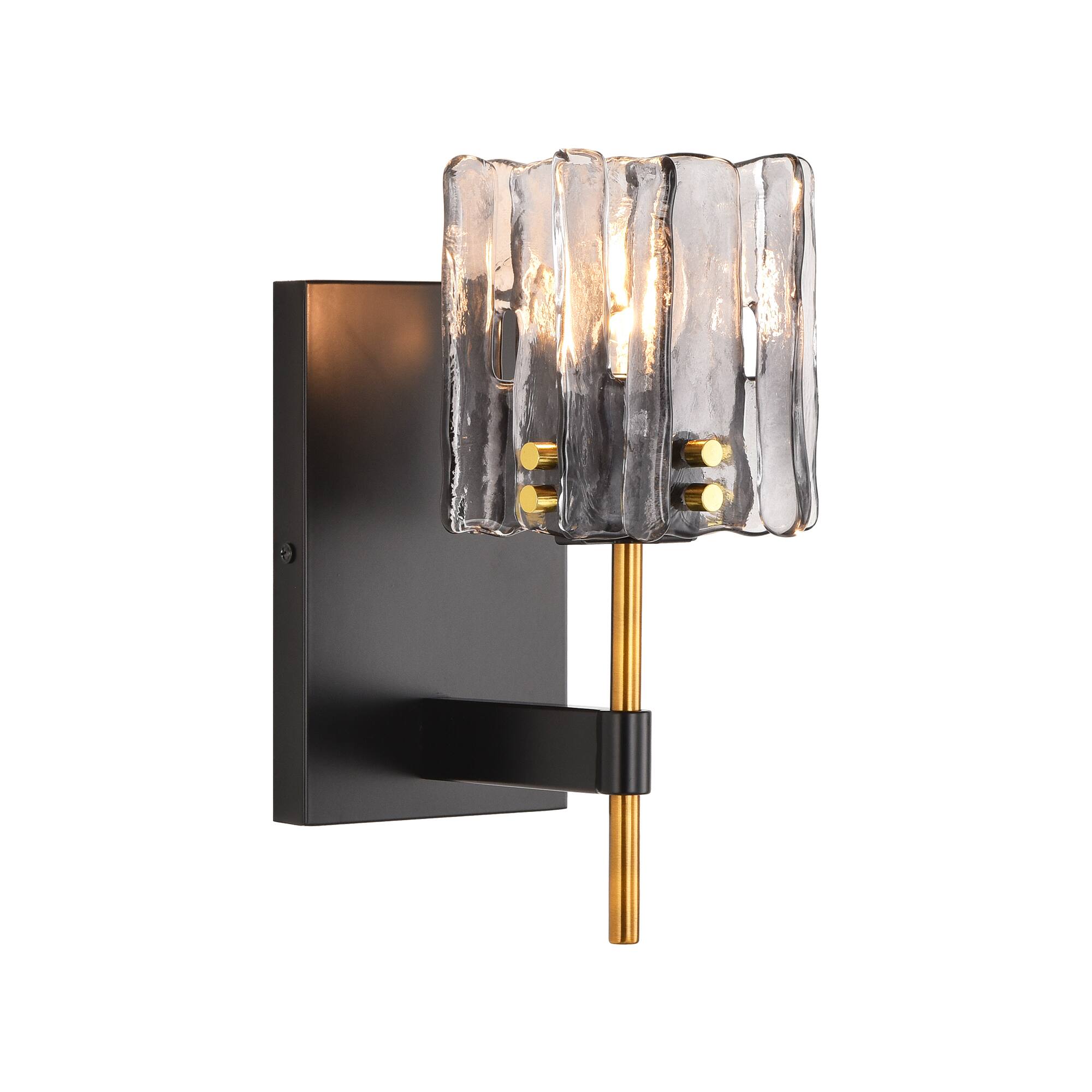 Alt View 1. Parrot Uncle - 11" Modern Smoked Hammered Glass 1 Light Wall Sconce for Bathroom Vanity, Bedroom, Hallway - Smoky Gray.