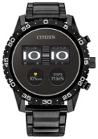 Citizen - CZ Smart 45mm Unisex IP Stainless Steel Sport Smartwatch with IP Stainless Steel Bracelet - Black - Front_Zoom