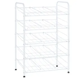 Oumilen - 5-Tier White Metal Can Organizer Rack, Rolling Can Storage Holder for Kitchen Pantry Cabinet - White