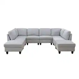 Boyel Living - 8 Piece Modular Corduroy Sofa Set Movable DIY Sectional - Light Gray
