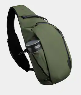ALPAKA - Crossbody Sling Bag 7.5L (Left Shoulder) for Men, Fits 11" Tablet, Phone Sleeve, Bottle Pocket, Luggage Pass-Through - Green Axoflux 210D