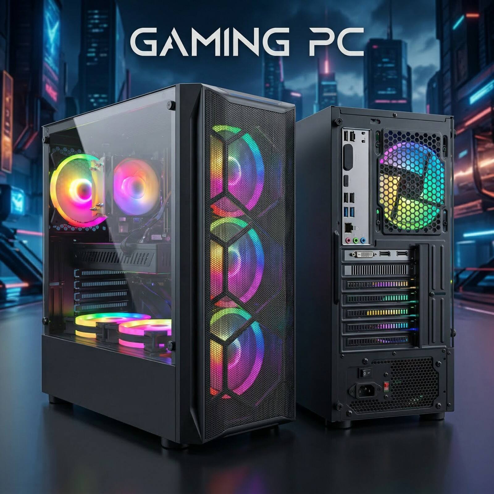 Left. STGAubron - STGAubron Gaming Desktop PC, Intel Core i7 up to 3.9GHz, Radeon RX580 8G Graphics, 16G RAM, 1TB SSD, USB WiFi 6, Win11H - Black.