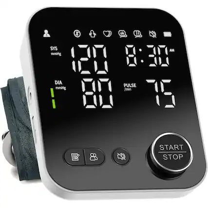 1 1L ok SYS AM mmHg 8:30 DIA mmHg # PULSE /min 1 I START STOP