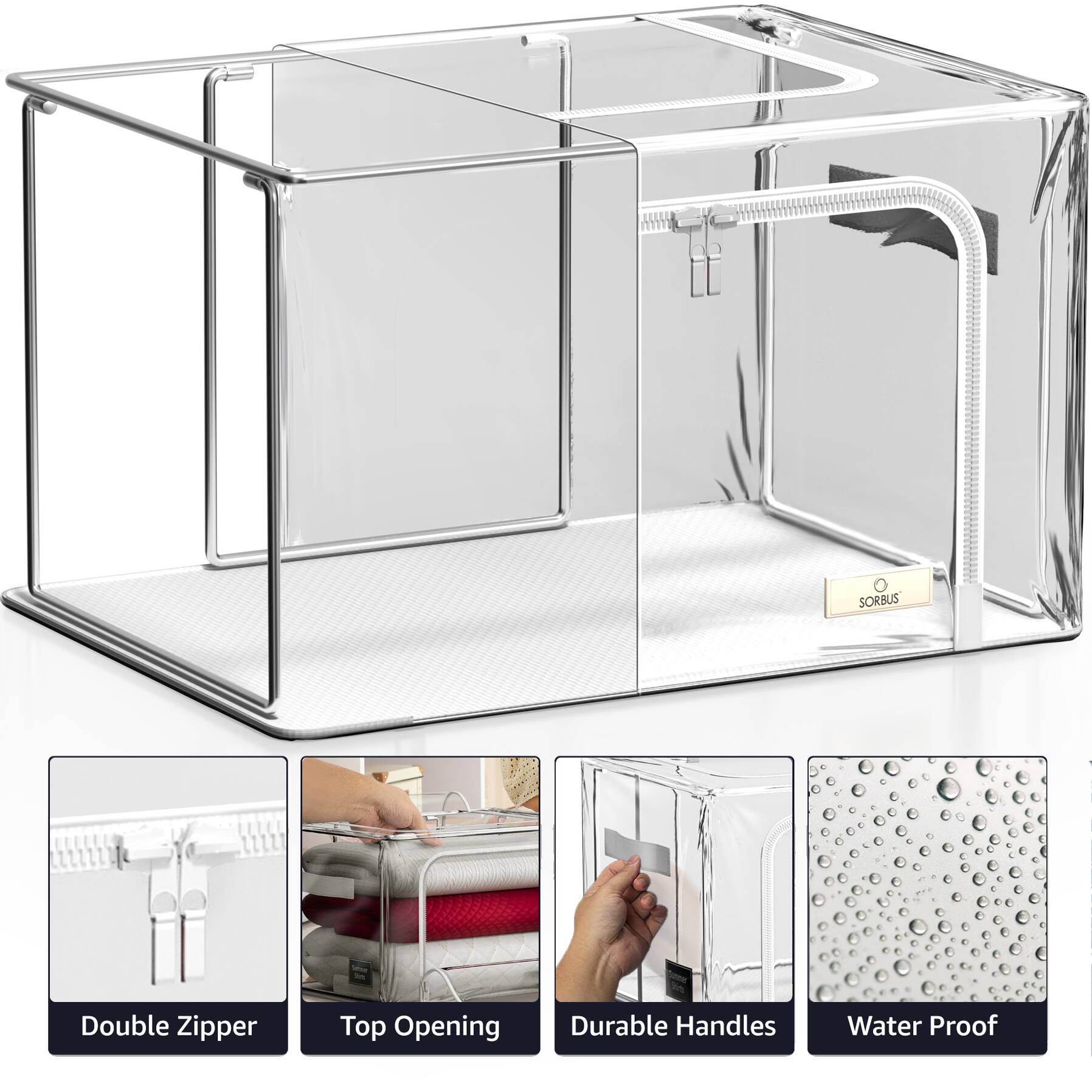 SORBUS Double Zipper Top Opening Durable Handles Water Proof