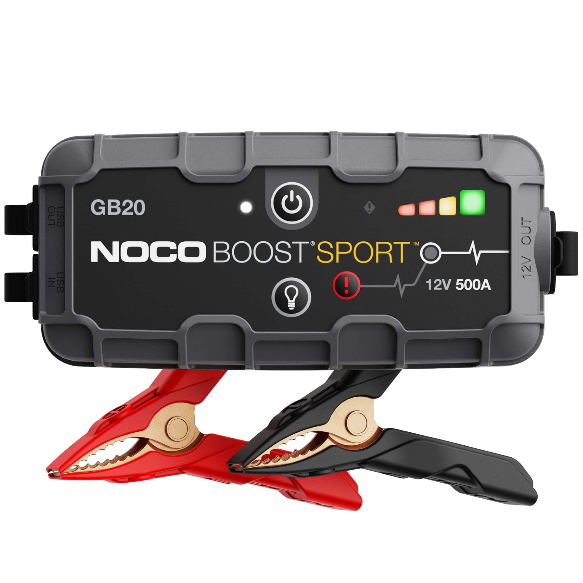 GB20
NOCO BOOST SPORT
12V 500A
USB OUT
USB IN
12V OUT