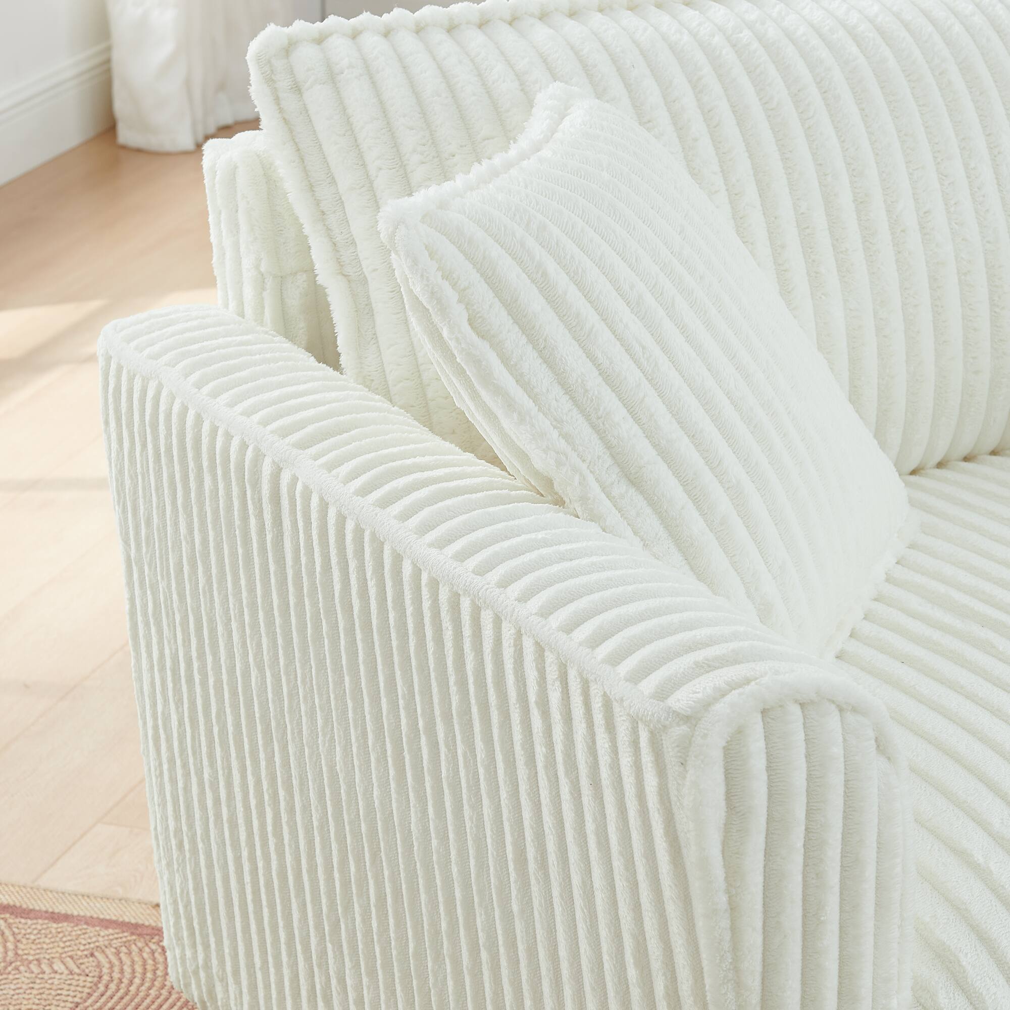 Left. GOODSILO - Comfortable Single Sofa Chair with Backrest & Armrests - Living Room & Bedroom Accent - Beige.