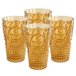 Jay Import - Fleur De Lis Drink Tumblers (Set of 4) - 25.3 oz - Amber