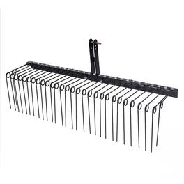 Gymax - 72''Pine Straw Rake Tow Behind Landscape Rake w/ 30 Metal Coil Tines for Grass - Black
