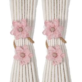 Unique Bargains - Premium 2pcs Flower Curtain Tiebacks with Buckle Decorative Holders for Home Office Thin Sheer Window Curtains - Pink