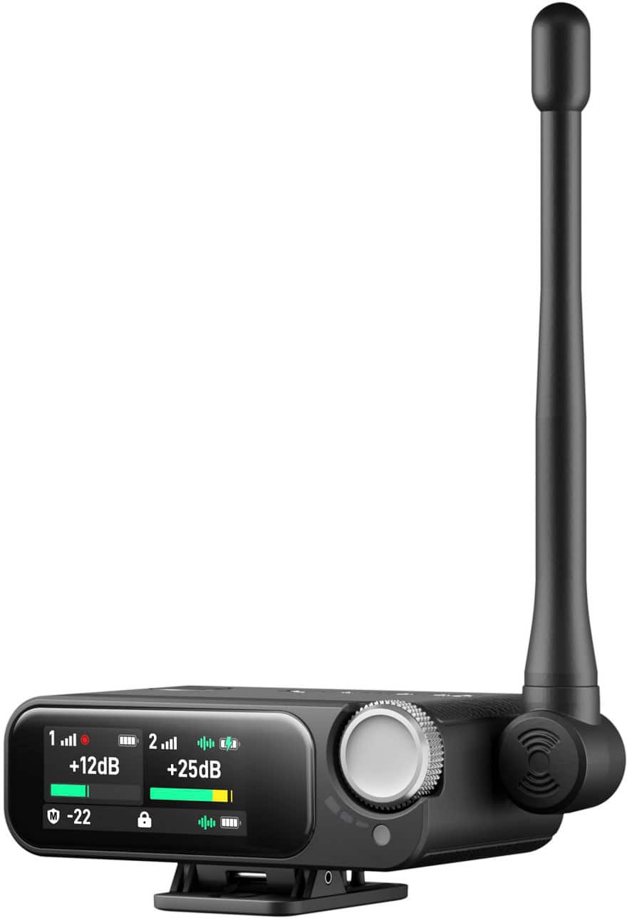 The text on the image reads: "1 ll . +12dB 2 ll E 1 +25dB M -22". This text is likely a description of the device's features or settings. However, without more context, it is difficult to provide a clear explanation of what the text represents.