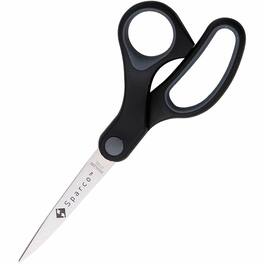 Sparco - Straight Scissors w/Rubber Grip Handle 7" Straight Stainless Steel Pointed Tip Gray 1 Each - Black